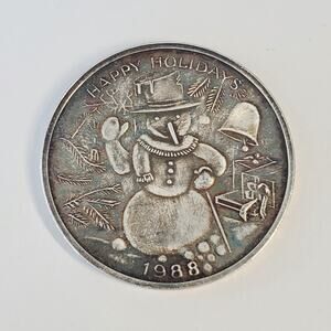 1988 Snowman Happy Holidays For Someone Special 1 oz Art Round .999 Silver